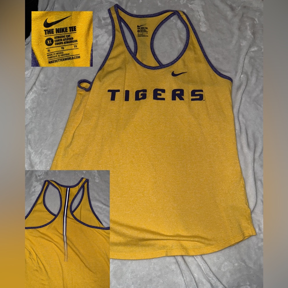 Nike LSU Yellow Tank with Purple Trim